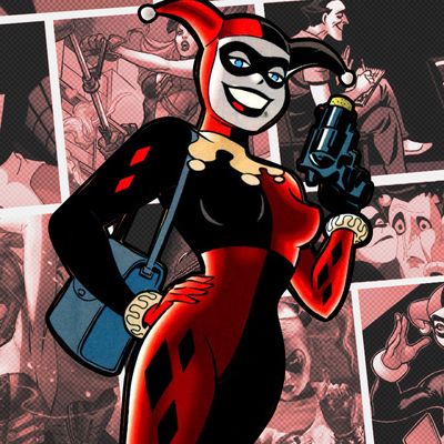clay golden add harley quinn face sitting photo